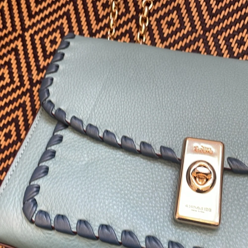 COACH CA238 Lane Shoulder Bag With Whipstitch In Marine Multi blue